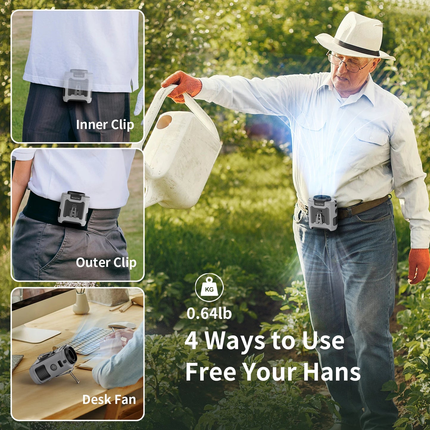 Socool 10000mAh Waist Fan Portable Handheld Hanging Neck Fan Ultra-Strong Wind with Phone Charging LED Light for Outdoor Working