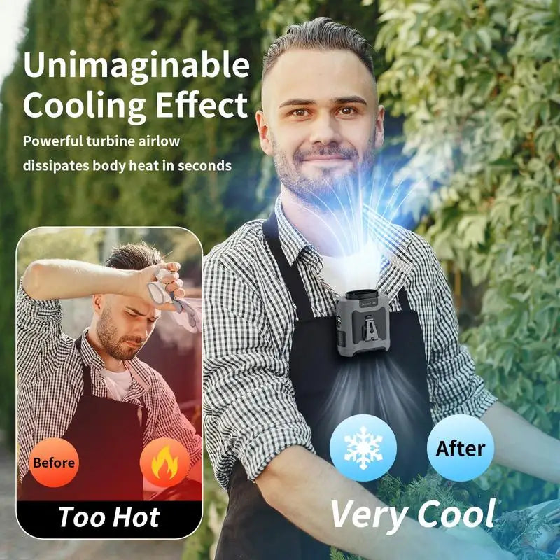 Socool 10000mAh Waist Fan Portable Handheld Hanging Neck Fan Ultra-Strong Wind with Phone Charging LED Light for Outdoor Working
